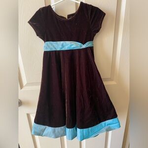 Good Lad of Philadelphia | Brown velvet dress with teal ribbon lining | Size 5